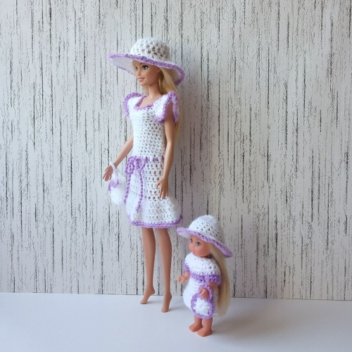 Oblečky pro Barbie a Evičku - klobouk,šaty,kabelka — foto 2