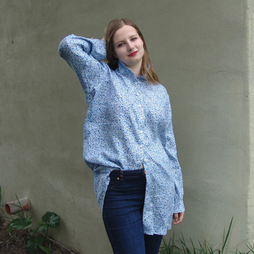 Lněná košile OVERSIZE MODROBÍLÝ DEN — foto 2