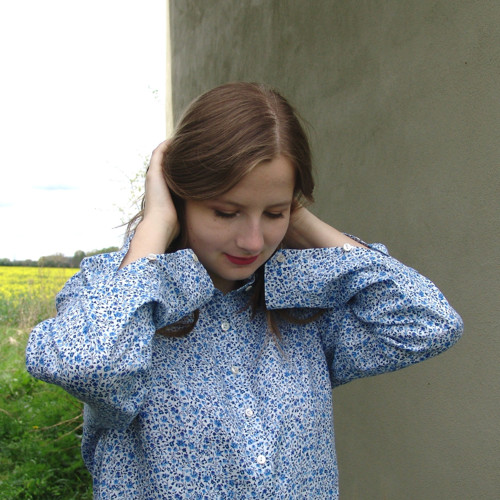 Lněná košile OVERSIZE MODROBÍLÝ DEN — foto 3