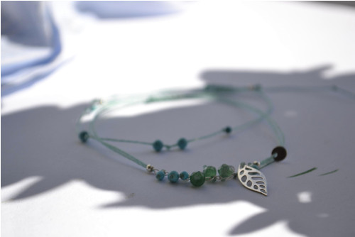 Zelení lístků . . .macramé náramek (Ag) — foto 5