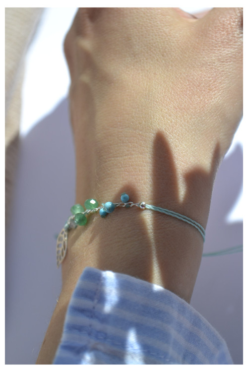 Zelení lístků . . .macramé náramek (Ag) — foto 6