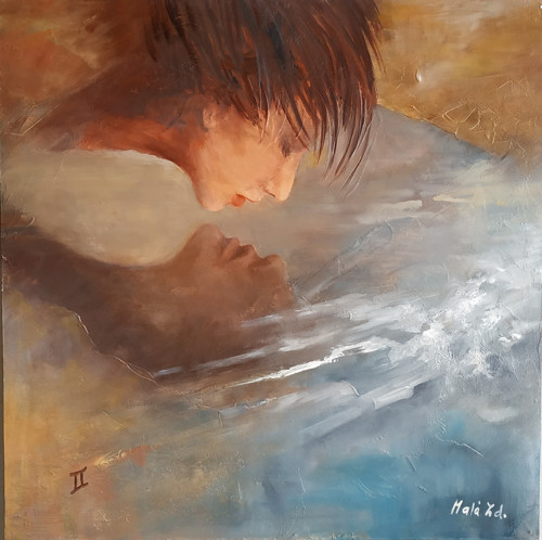 BLÍŽENCI , plátno, olej, 60x60, — foto 2