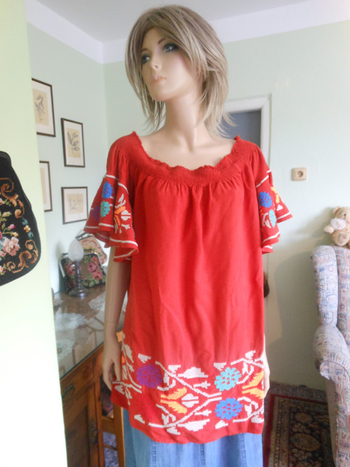 Vyšívaná boho halena, tunika, vel.48 — foto 2