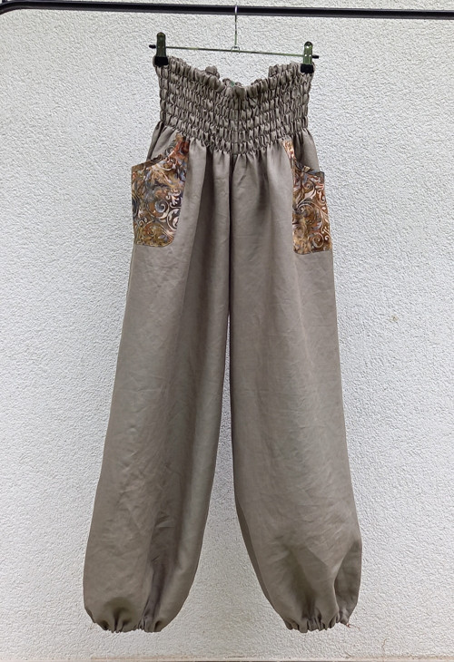 Turecké kalhoty Khaki-lněné — foto 2