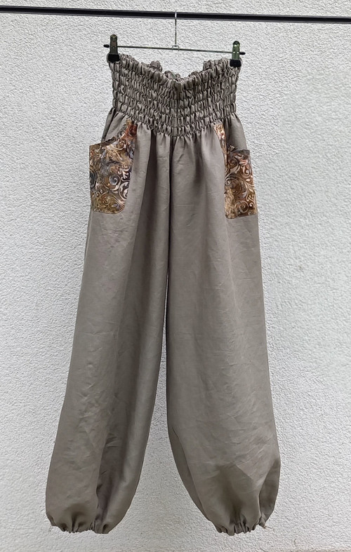 Turecké kalhoty Khaki-lněné — foto 5