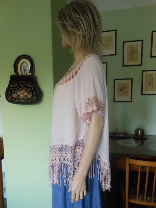 Boho tunika s třásněmi, vel.UNI — foto 4
