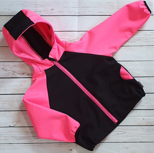 Softshellová bunda dětská černá/neon růžová — foto 2