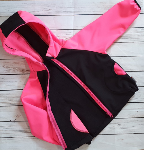 Softshellová bunda dětská černá/neon růžová — foto 3