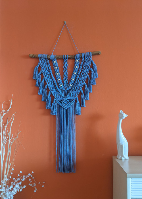 Macramé Boho záves královská modrá — foto 3