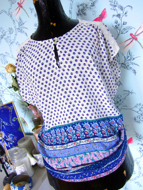 Halenka top boho modrobílá — foto 2