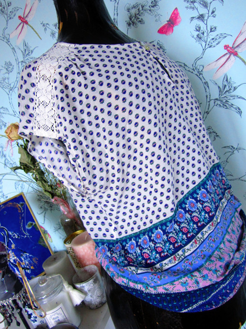 Halenka top boho modrobílá — foto 3