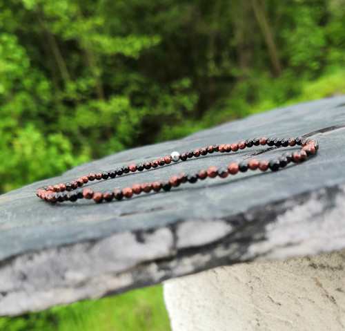 Červený obsidián*minimalistický náramek — foto 3