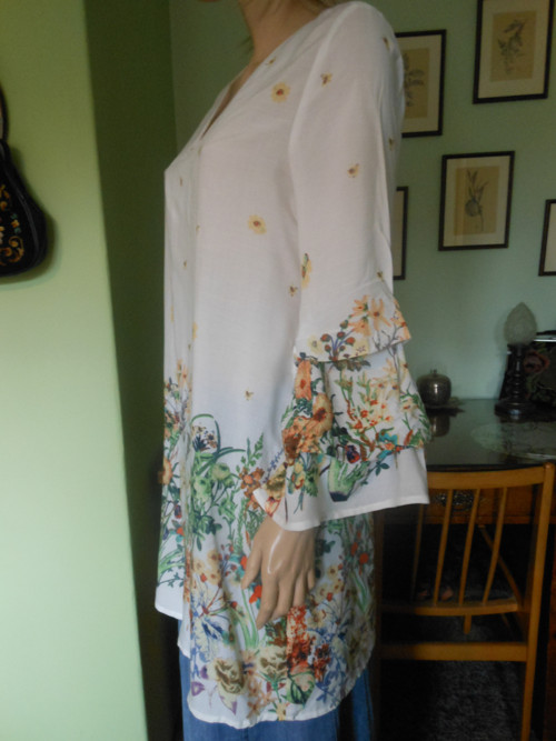 Boho tunika s květy, vel.S/M — foto 4