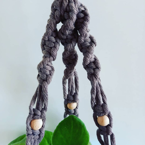 Závěs na květináč / macramé / mocca — foto 3