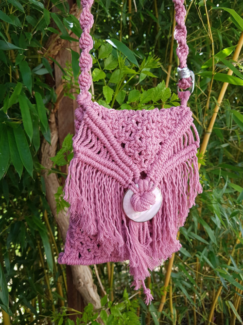 Boho autorská macramé kabelka růžová — foto 5