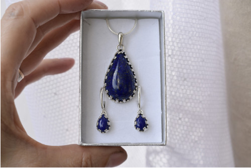 Náušnice lapis lazuli - Ag — foto 5