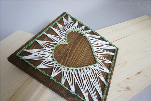 String art obraz...zelenobílé srdce — foto 3