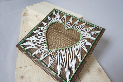 String art obraz...zelenobílé srdce — foto 2