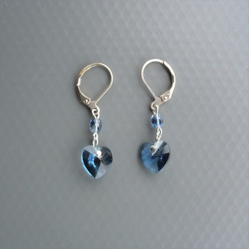 Denim blue Swarovski srdce - náušnice — foto 3