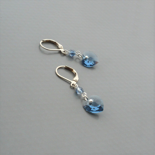 Denim blue Swarovski srdce - náušnice — foto 4