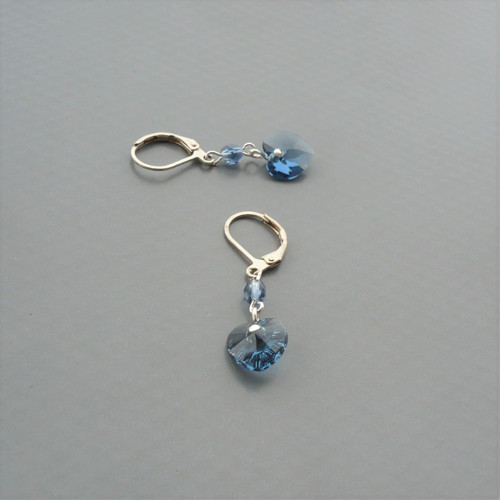 Denim blue Swarovski srdce - náušnice — foto 2