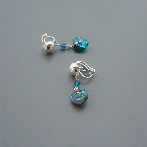 Bermuda blue Swarovski srdce - klipsy — foto 2
