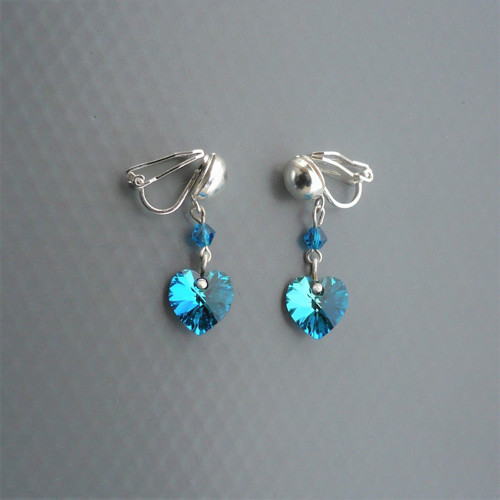 Bermuda blue Swarovski srdce - klipsy — foto 3