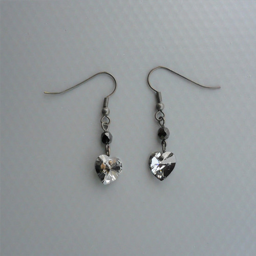 Crystal silver night Swarovski srdíčka - náušnice — foto 3