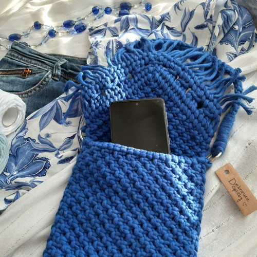 Kabelka macramé - modrá — foto 3