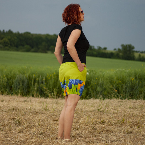 Sukně mini zelená velké květy — foto 3