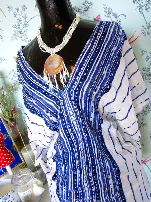 Tunika boho modrobílá — foto 3