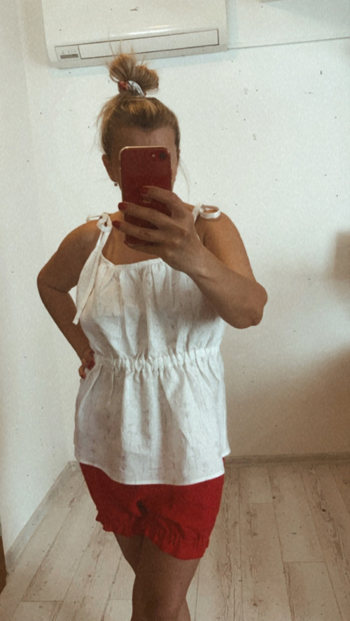 Ľanový SET -TOPíK + GAťuše /biela BOTANiCA/ — foto 2