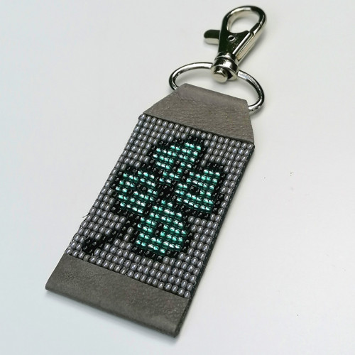 Four Leaf Clover-Leather Beaded Keychain — foto 2