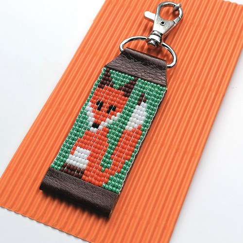Red Fox-Leather Beaded Keychain — foto 2