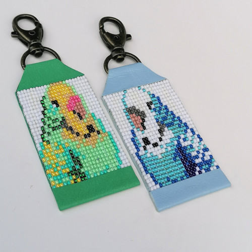 Budgie/Parakeet-Leather Beaded Keychain — foto 2