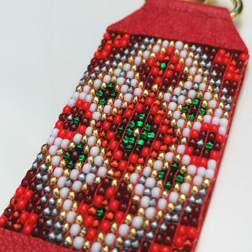 Native American-Red Leather Beaded Keychain — foto 4