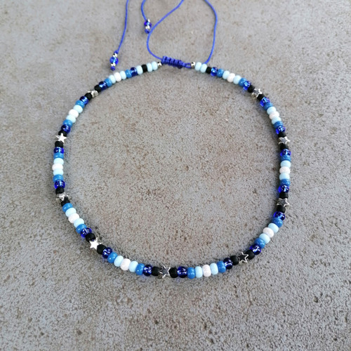 Star Beaded Choker Necklace Blue — foto 4
