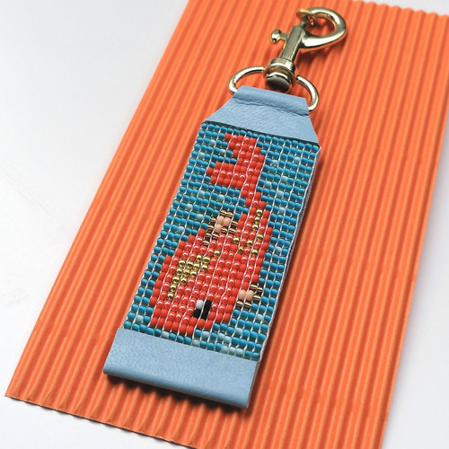 Orange Koi Fish-Leather Beaded Keychain — foto 4