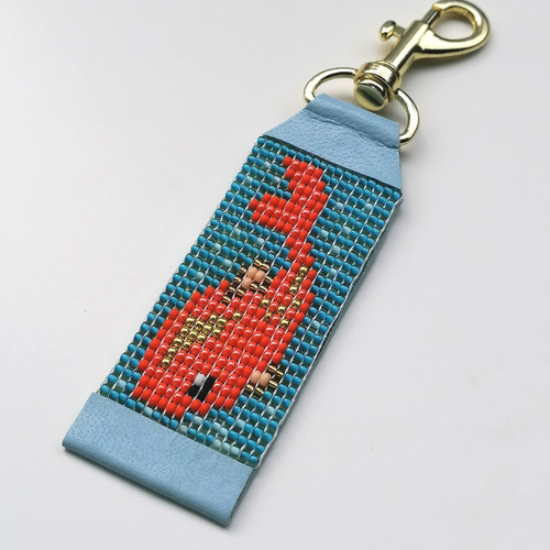 Orange Koi Fish-Leather Beaded Keychain — foto 2
