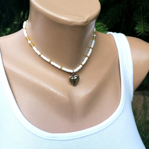 Gold Heart Choker Necklace — foto 4