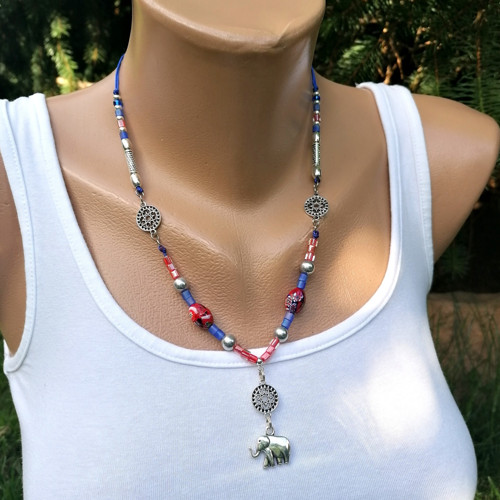 Lucky Elephant-Boho Beaded Necklace — foto 3