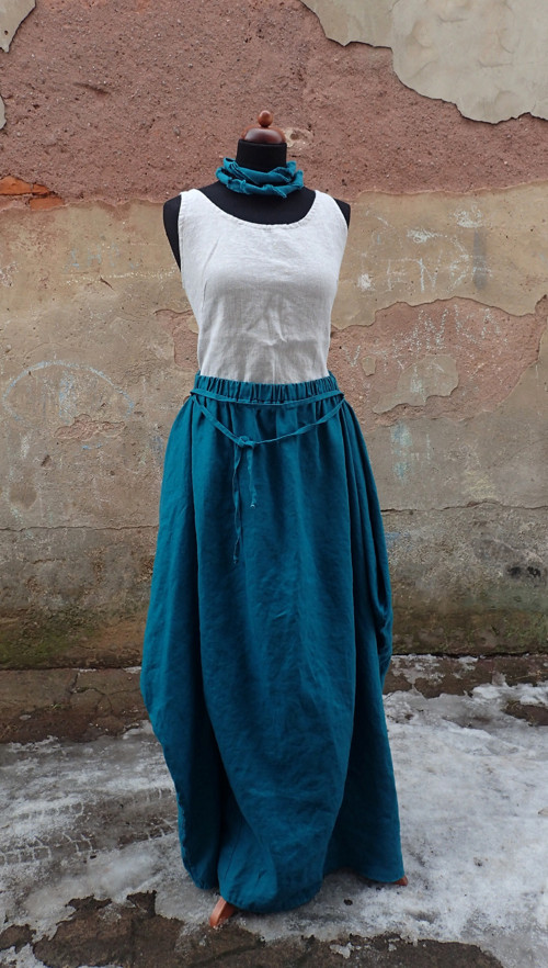 Lněná sukně - různé barvy — foto 2
