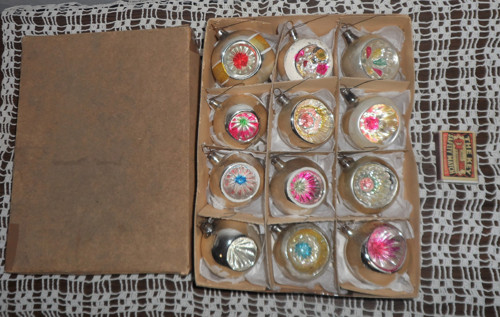 12x starožitné SKLENĚNÉ vánoční ozdoby, reflektory — foto 4