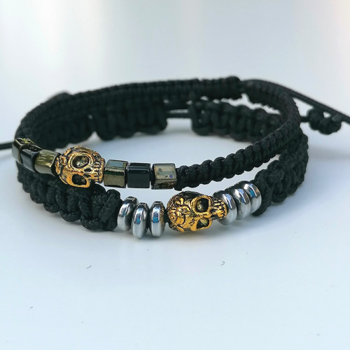 Skull Charm Macrame Bracelet For Men — foto 2