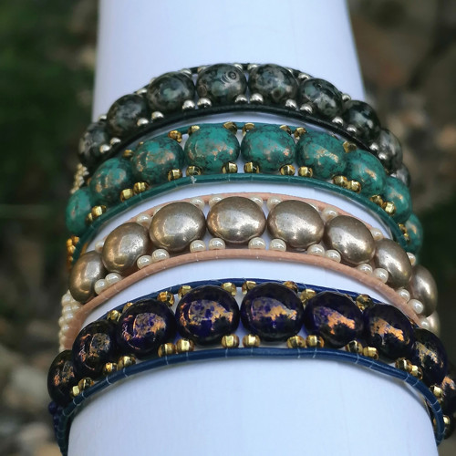 Cabochon Leather Wrap Beaded Bracelet — foto 2