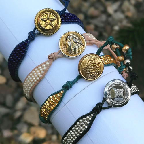 Cabochon Leather Wrap Beaded Bracelet — foto 3