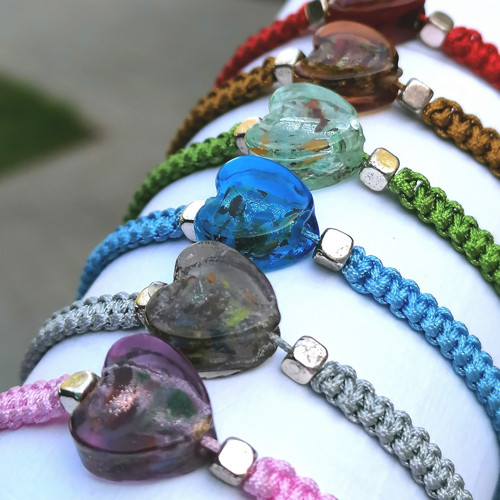 Heart Shaped Lampwork Beads-Macrame Bracelets — foto 2