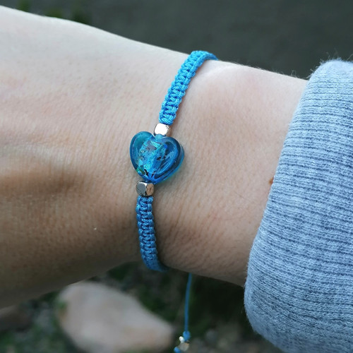 Heart Shaped Lampwork Beads-Macrame Bracelets — foto 3