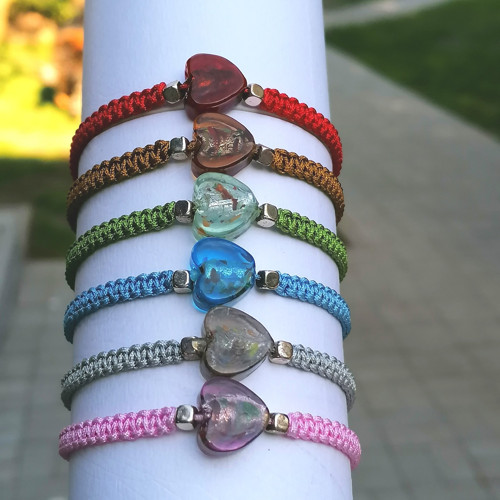 Heart Shaped Lampwork Beads-Macrame Bracelets — foto 5