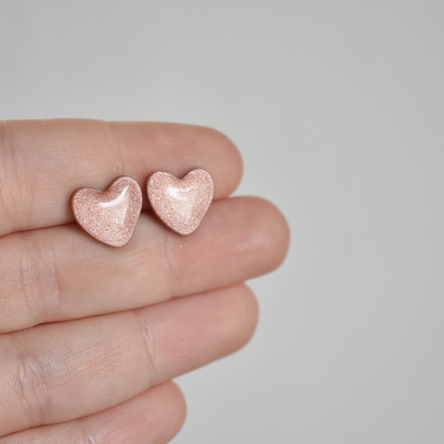 Pecky srdíčka rosegold - Chirurgická ocel — foto 3